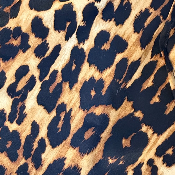 Sam Edelman Satin Collar Neckline Long Sleeve Leopard Mini Shirt Dress - Picture 11 of 11